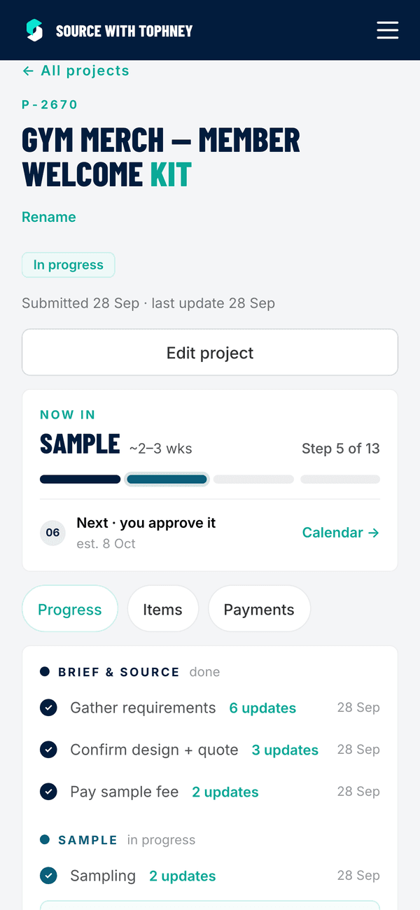 The same project on a phone